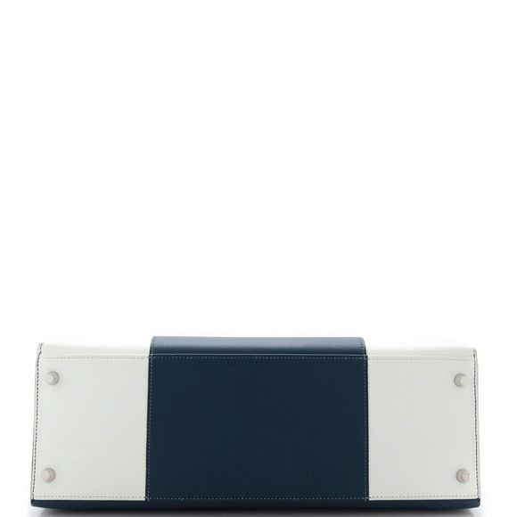 Hermes Kelly Flag Handbag Epsom 35 Blue #78179H11B - Picture 4 of 12